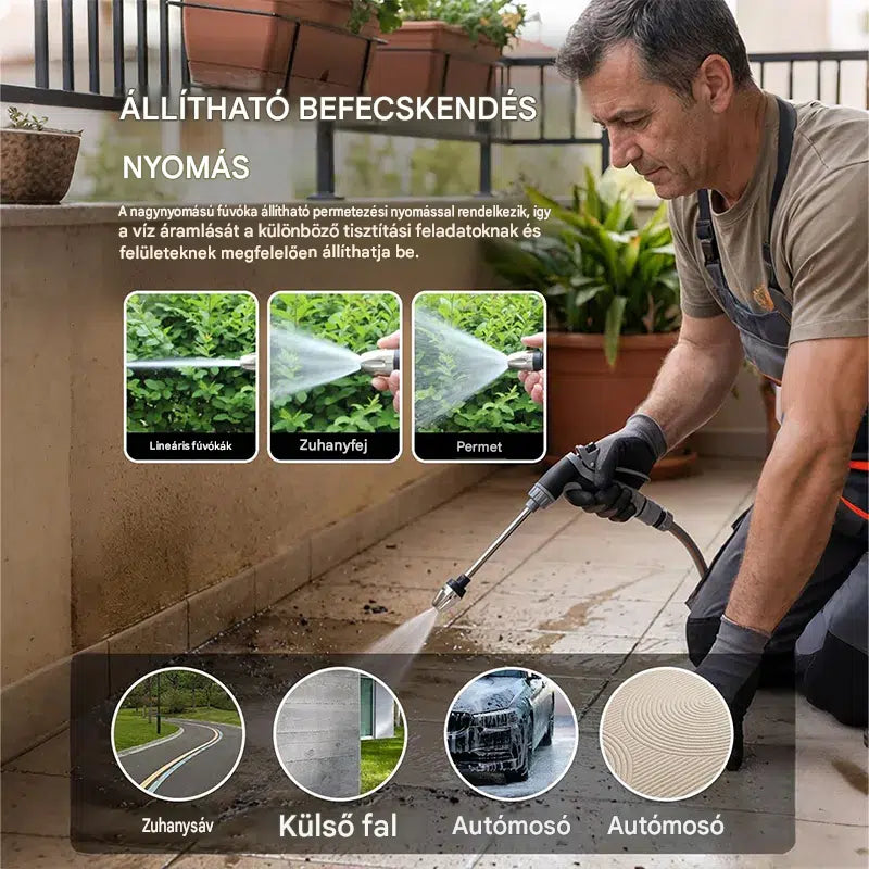 Hoeurva Nagynyomású vízsugár – alakíts bármelyik tömlőt erőteljes tisztítóvá
