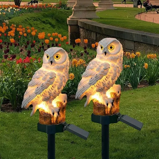 Szolár kerti világítás gyepre 🌿 | IP65 védettségű kültéri szolár járdavilágítás, bagoly alakú 🦉✨