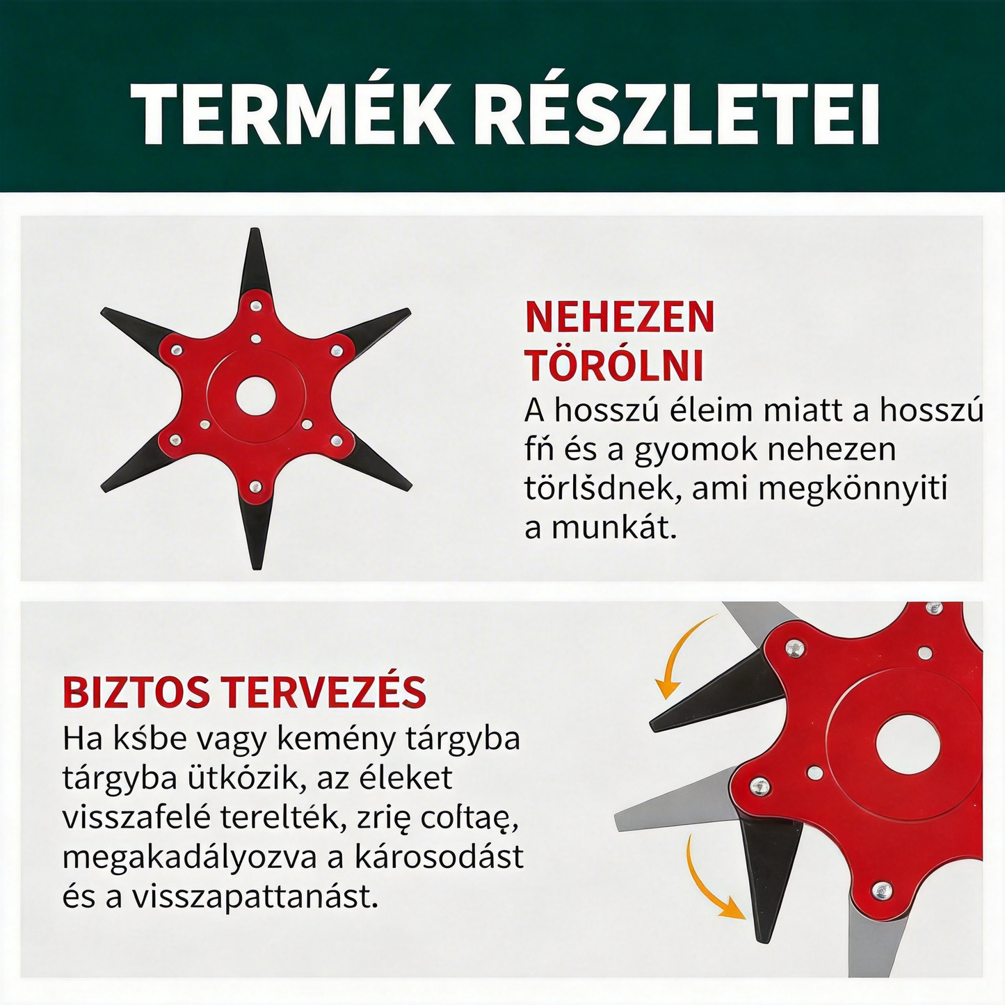 Megerősített és tartós univerzális 6 pengés fűnyíró kés🔥 erős fű- és bozótvágás, éles és hatékony 💪