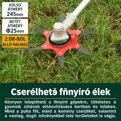 Megerősített és tartós univerzális 6 pengés fűnyíró kés🔥 erős fű- és bozótvágás, éles és hatékony 💪