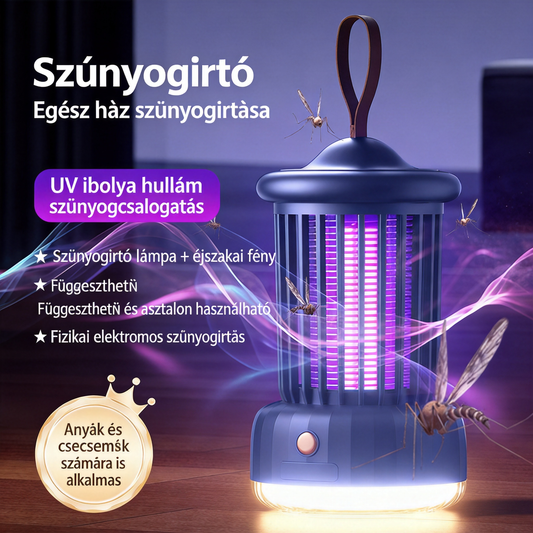 🦟 Felakasztható UV szúnyogirtó lámpa – hatékony, egészséges és vegyszermentes védelem ✨