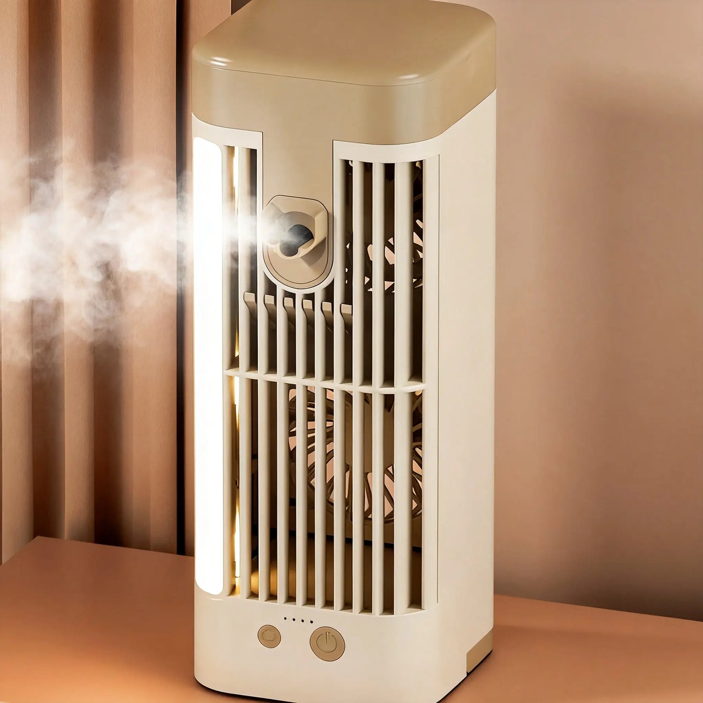 ❄️ USB Asztali Párologtatós Léghűtő LED Éjszakai Fénnyel – Jéggel Tölthető, Permetező Hűtőventilátor a Gyors Nyári Felfrissülésért