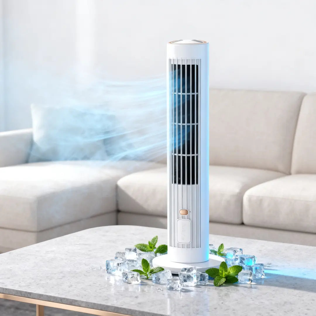❄️ 2 az 1-ben USB tölthető asztali & álló toronyventilátor – csendes mini ventilátor irodába, tanuláshoz, kempinghez és kültérre | hordozható, erős légáram, nyári sláger 🔥
